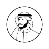 line icon of a Moslem man avatar in traditional attire vector