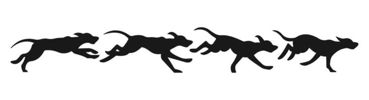Silhouette of a dog running fast in motion vector