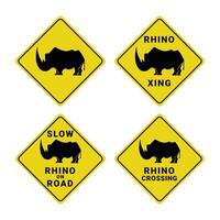Collection of rhino sign icons for environmental designs vector