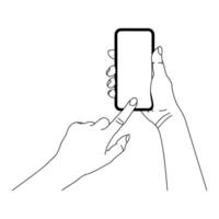 Outline of hand using smartphone design vector