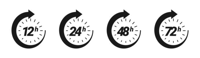 icon set of 12, 24, 48, 72 hours timers vector