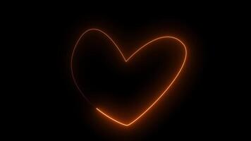 Heart Background Loop on black background. Valentine Heart Neon Display. valentine's day. video