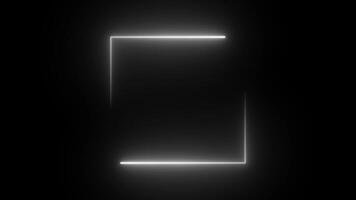 Neon Square Frame Animation. Seamless Looping Background. Ultraviolet light 4k glowing line, white colour frame. video