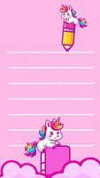 a unicorn is sitting on a book and a pencil is in the clouds, looping animation video
