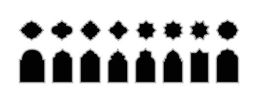 Set of decorative black Islamic shapes and patterns ornament vector