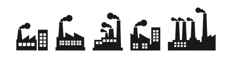 Black icon representing industrial factory building vector