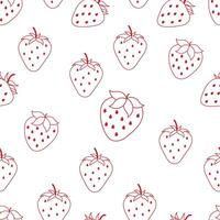 Simple red strawberry pattern with outlined style vector