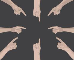Flat design icon of hand pointing in center vector