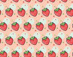 Flat design strawberry pattern in pink background vector