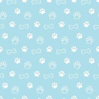 Dog paw print pattern on blue background design vector