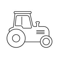 Simple black tractor outline on transparent background vector
