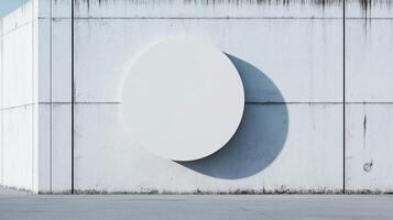Minimalist Circular Structure on Concrete Wall with Shadows photo