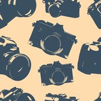 Retro camera pattern in white and blue vector