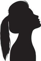 Silhouette of womans face looking upward from side vector