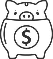 Line design of cute piggy bank logo with simplicity vector