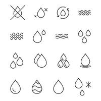 Outlined black water drop symbol collection set vector
