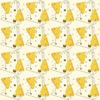 Modern flat cheese pattern with outlines vector