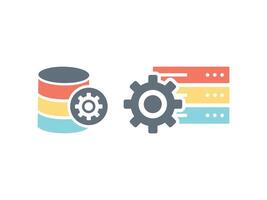 Set of colorful database storage system icons vector