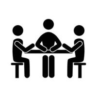 Black icon showing open meeting with people vector