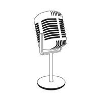 Outline icon of condensor microphone recording equipment vector