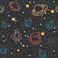 Outline of space theme pattern with black background vector