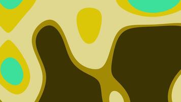 Green, blue, and yellow shapes create a vibrant abstract design on a brown backdrop. Suitable for backgrounds, art inspiration, or presentations. video