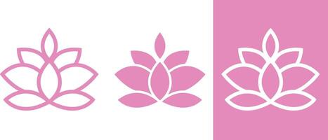 Elegant lotus flower set in linear minimal style vector