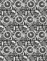 Seamless pattern of bikes in black and white vector