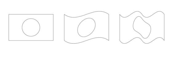 Line drawing set of Japanese flag designs vector