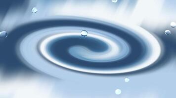 Water droplets fall into a swirling blue pool, creating a mesmerizing ripple effect. Suitable for naturethemed designs or water conservation concepts. video