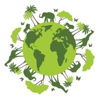 Flat design of multiple animals symbolizing global wildlife vector