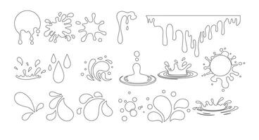 Set of outline style icons showing water splash shapes vector