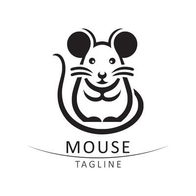 Cute and elegant mouse logo design in outline