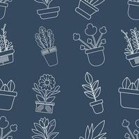 Old blue pot with white outline design pattern vector