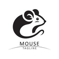 Elegant and cute mouse logo design with outline vector