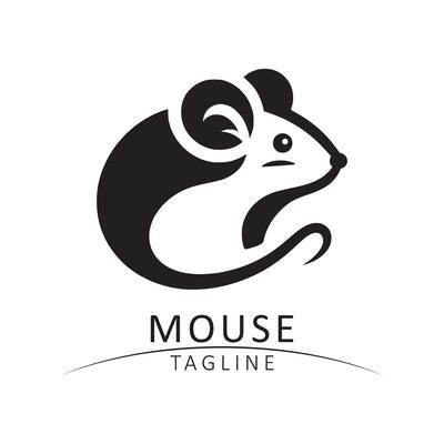 Elegant and cute mouse logo design with outline