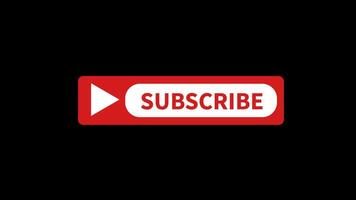 Motion graphic Social media subscribe button animation with alpha channel. 2d animation push button red subscribe animation with transparent background video