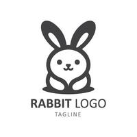 Cartoon cute rabbit logo design with front face vector