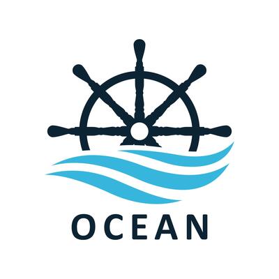 Nautical ship wave sea logo design