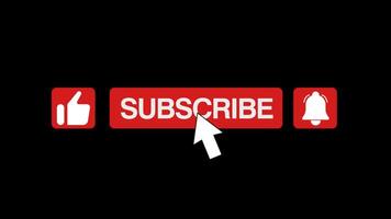Social media subscribe button animation with alpha channel. 2d animation push button red subscribe animation with transparent background video