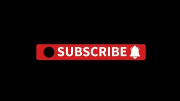 Social media subscribe button animation with alpha channel. 2d animation push button red subscribe animation video