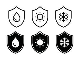 Combined icon set for weather protection features vector