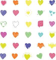 Colorful love doodle icons and illustrations for design vector