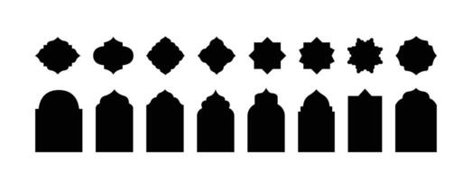 Set of decorative black Islamic shapes and patterns vector