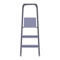 Flat cartoon illustration of folded metal stepladder for home or garden use. Simple and minimal icon, compact ladder with stairs, house renovation equipment, storage utility tool vector