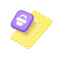 Shopping receipt invoice bill list buying goods payment document 3d icon realistic vector