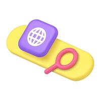 Internet browser global search here bar web link for user interface 3d icon realistic vector