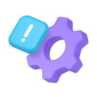 Settings setup option customization configuration warning attention 3d icon realistic vector