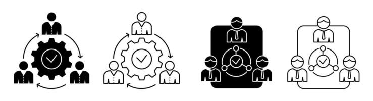 Third Party, Outsourcing and Teamwork Icon Set. Business cooperation vector