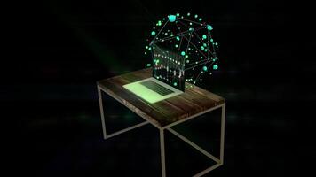 Laptop on a Table with Particles video